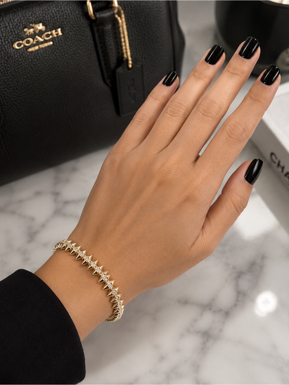 Gold Pyramid Spike Pavé Bracelet Unisex
